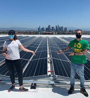 USC solar panels on top of Galen Center