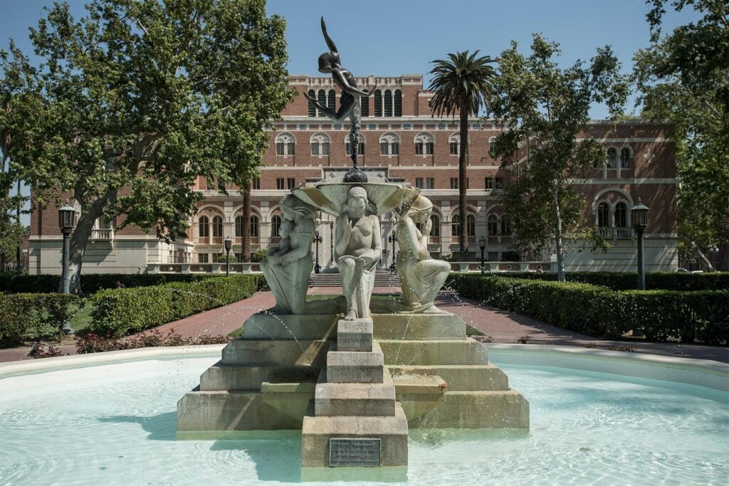 Fountain in front of Doheny Library