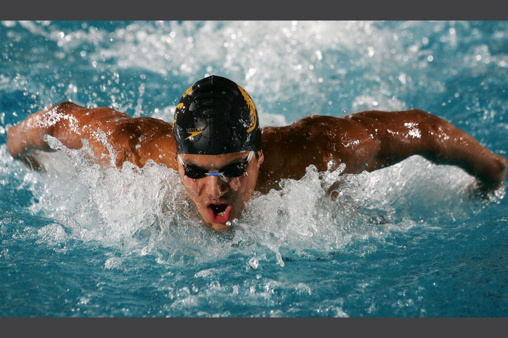 Oussama “Ous” Mellouli swimming