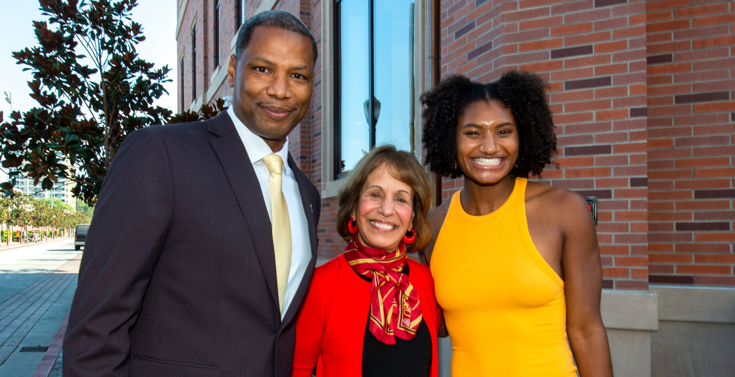 Quincy Watts, Carol Folt and Anna Cockrell