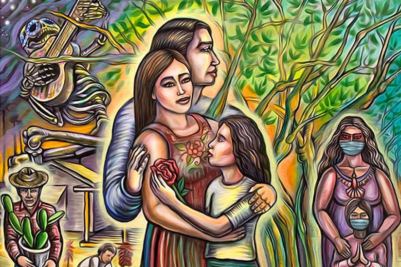 Muralist Paul Botello’s imagery of a family