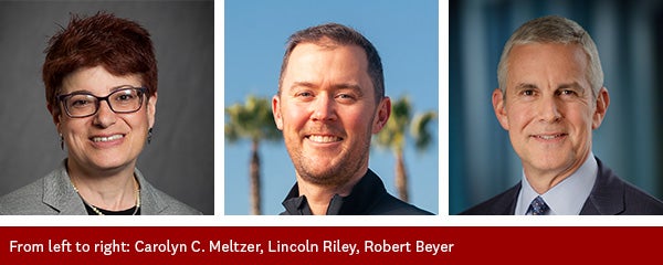 Carolyn Meltzer, Lincoln Riley and Robert Beyer