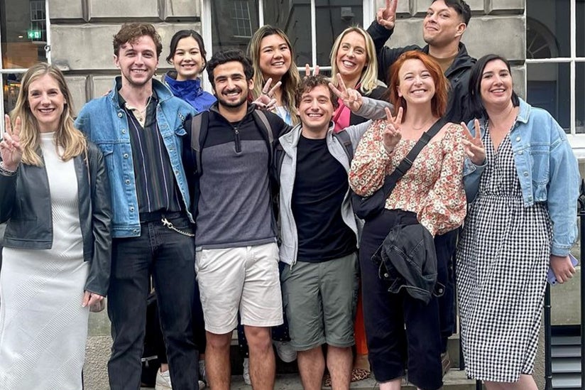 Dean Roxworthy with alumni and students in Edinburgh