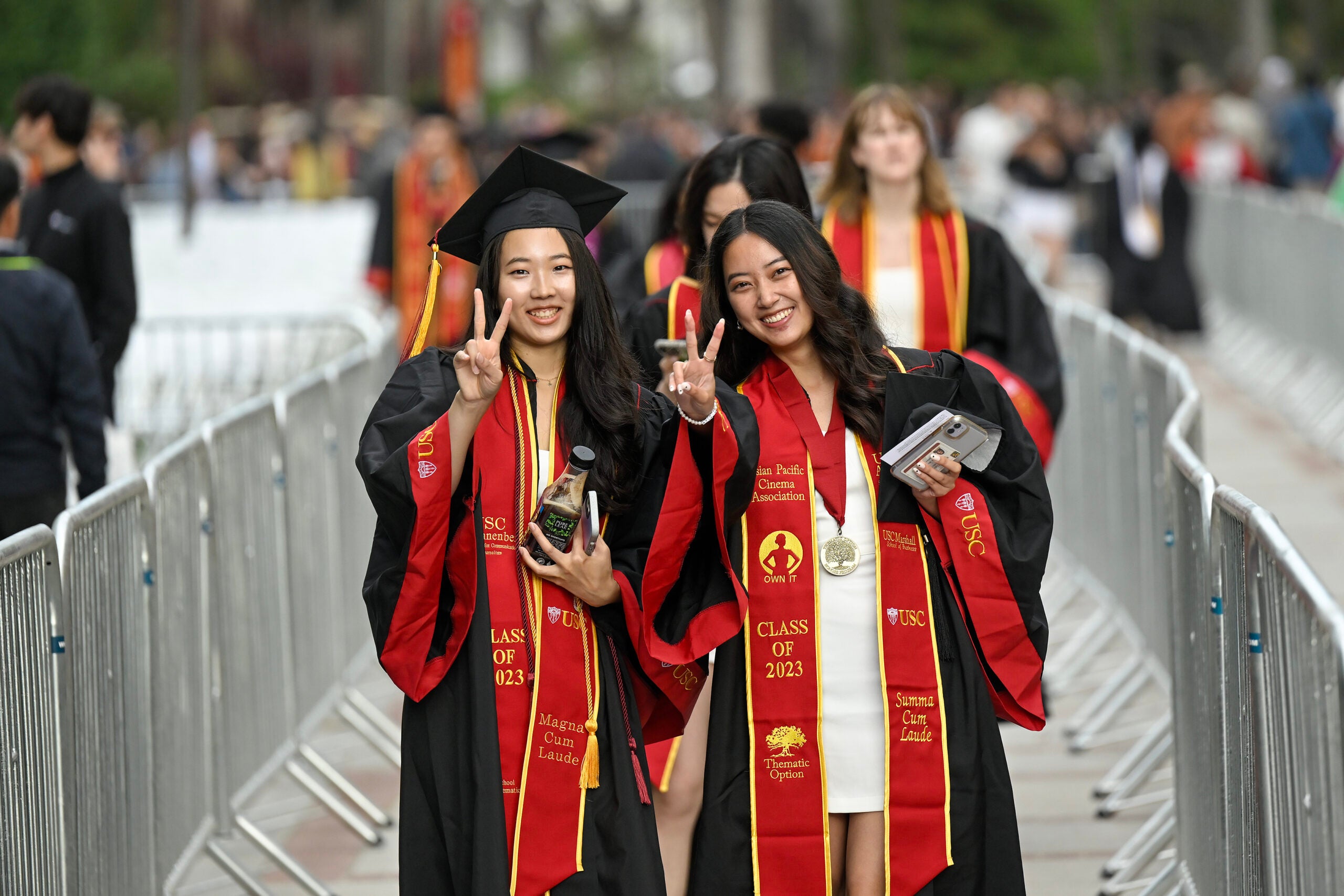 Students prepare for the 140th commencement ceremony at the University of Southern California, May 12, 2023. (Photo/Gus Ruelas)
