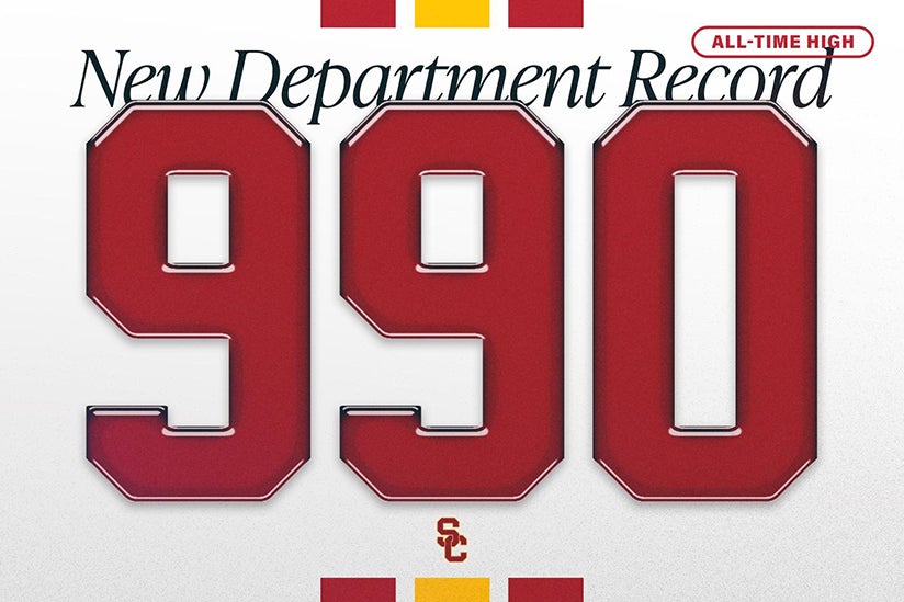 A graphic that says, "new department record, 999." 