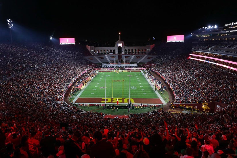 Photo of USC Coliseum during football season