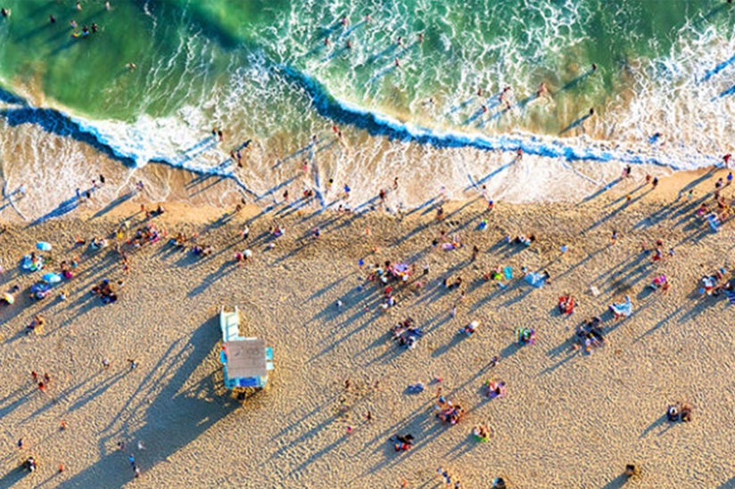 Aerial view of a Southern California beach